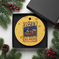 Get In Loser We're Crossing The Delaware 1776 to 2026 Retro Ceramic Ornament Funny George Washington Patriotic Fireworks Semiquincentennial