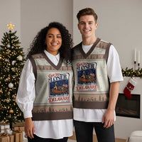 Get In Loser We're Crossing The Delaware 1776 to 2026 Retro V-Neck Knit Sweater Vest Funny George Washington Patriotic Fireworks Semiquincentennial