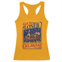 Get In Loser We're Crossing The Delaware 1776 to 2026 Retro Racerback Tank Top Funny George Washington Patriotic Fireworks Semiquincentennial