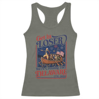 Get In Loser We're Crossing The Delaware 1776 to 2026 Retro Racerback Tank Top Funny George Washington Patriotic Fireworks Semiquincentennial