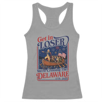 Get In Loser We're Crossing The Delaware 1776 to 2026 Retro Racerback Tank Top Funny George Washington Patriotic Fireworks Semiquincentennial
