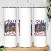 Get In Loser We're Crossing The Delaware 1776 to 2026 Retro Skinny Tumbler Funny George Washington Patriotic Fireworks Semiquincentennial