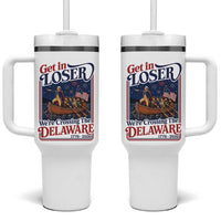 Get In Loser We're Crossing The Delaware 1776 to 2026 Retro Tumbler With Handle Funny George Washington Patriotic Fireworks Semiquincentennial
