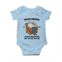 Funny Napping Dad Sleepy Grandpas and Fathers Baby Onesie Proud Member Of The Just Resting My Eyes Club Armchair Cartoon Graphic