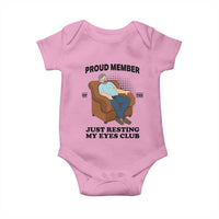 Funny Napping Dad Sleepy Grandpas and Fathers Baby Onesie Proud Member Of The Just Resting My Eyes Club Armchair Cartoon Graphic