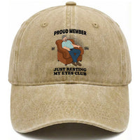 Funny Napping Dad Sleepy Grandpas and Fathers Washed Cotton Baseball Cap Proud Member Of The Just Resting My Eyes Club Armchair Cartoon Graphic