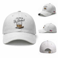 Whiskey Glass and Cigar I Will Be In The Backyard Baseball Cap Vintage Bourbon Lover Relaxing Fathers Day Gift for Men