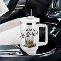 Whiskey Glass and Cigar I Will Be In The Backyard Tumbler With Handle Vintage Bourbon Lover Relaxing Fathers Day Gift for Men