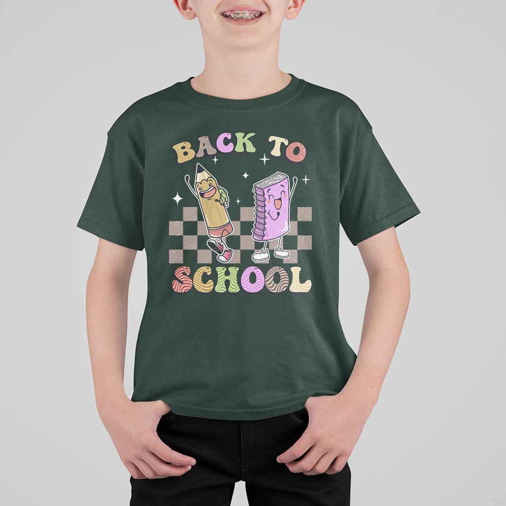Welcome Back To School T Shirt For Kid Happy First Day Of School Cute Retro Groovy - Wonder Print Shop