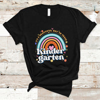 Kindergarten Teacher T Shirt It's A Beautiful Day To Teach Kinder Retro Rainbow - Wonder Print Shop