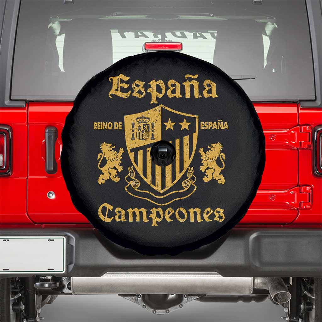 Reino De Espana Campeones Crest Graphic Spare Tire Cover Vintage Spain Champions 2 Stars Spanish Pride Sports Fan