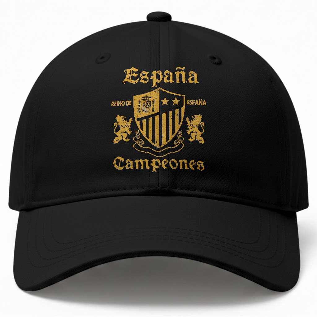 Reino De Espana Campeones Crest Graphic Baseball Cap Vintage Spain Champions 2 Stars Spanish Pride Sports Fan