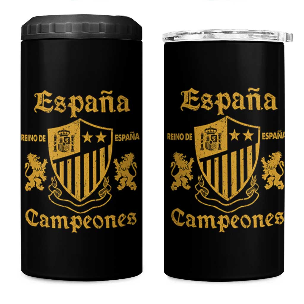 Reino De Espana Campeones Crest Graphic 4 in 1 Can Cooler Tumbler Vintage Spain Champions 2 Stars Spanish Pride Sports Fan