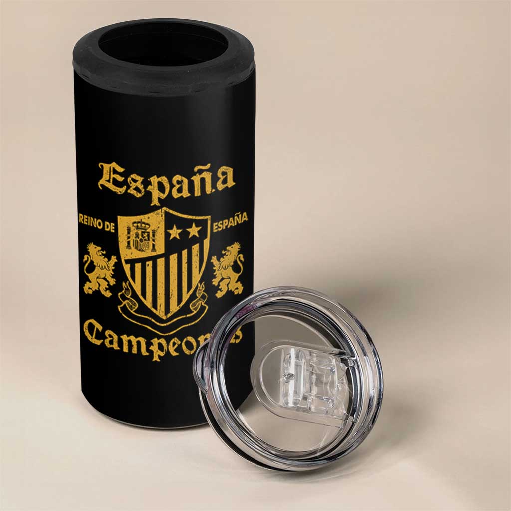 Reino De Espana Campeones Crest Graphic 4 in 1 Can Cooler Tumbler Vintage Spain Champions 2 Stars Spanish Pride Sports Fan