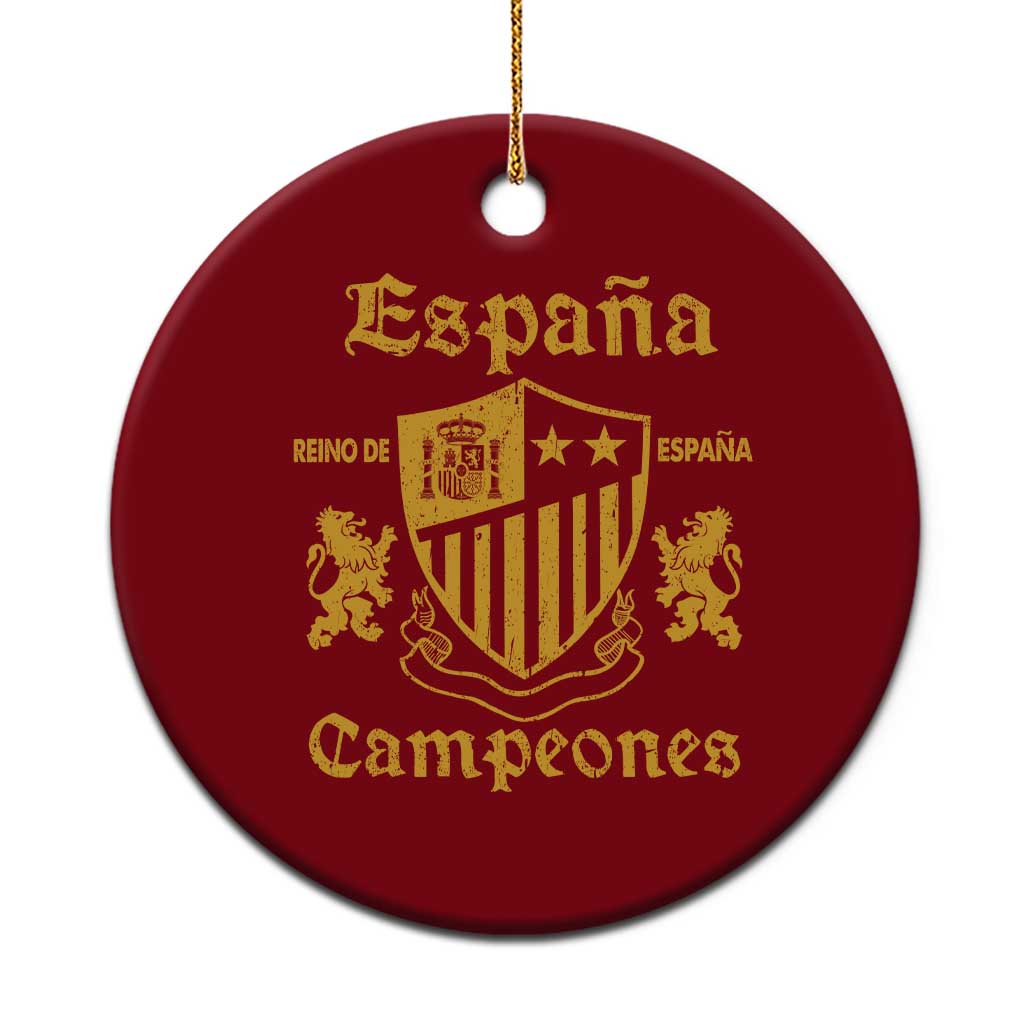 Reino De Espana Campeones Crest Graphic Ceramic Ornament Vintage Spain Champions 2 Stars Spanish Pride Sports Fan