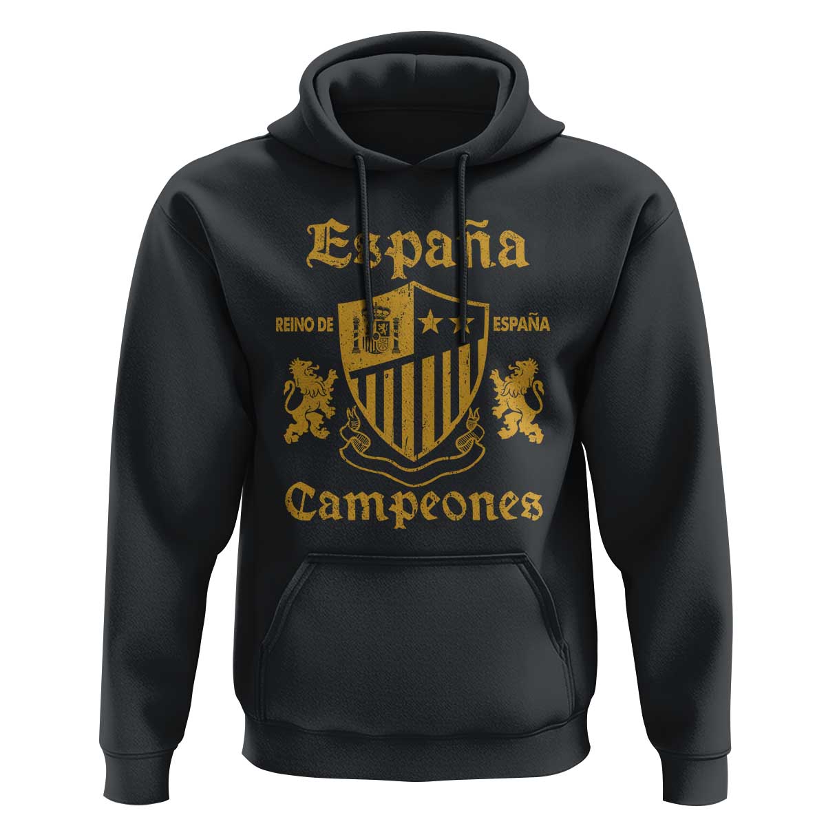 Reino De Espana Campeones Crest Graphic Hoodie Vintage Spain Champions 2 Stars Spanish Pride Sports Fan