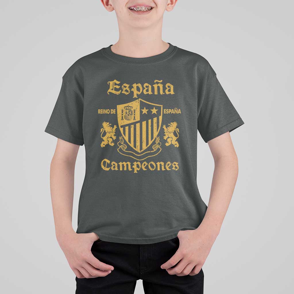 Reino De Espana Campeones Crest Graphic T Shirt For Kid Vintage Spain Champions 2 Stars Spanish Pride Sports Fan