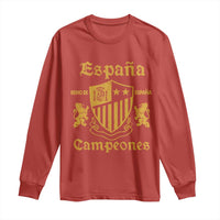 Reino De Espana Campeones Crest Graphic Long Sleeve Shirt Vintage Spain Champions 2 Stars Spanish Pride Sports Fan