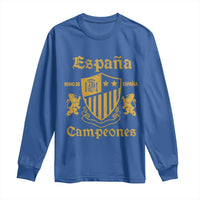 Reino De Espana Campeones Crest Graphic Long Sleeve Shirt Vintage Spain Champions 2 Stars Spanish Pride Sports Fan