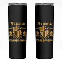 Reino De Espana Campeones Crest Graphic Skinny Tumbler Vintage Spain Champions 2 Stars Spanish Pride Sports Fan