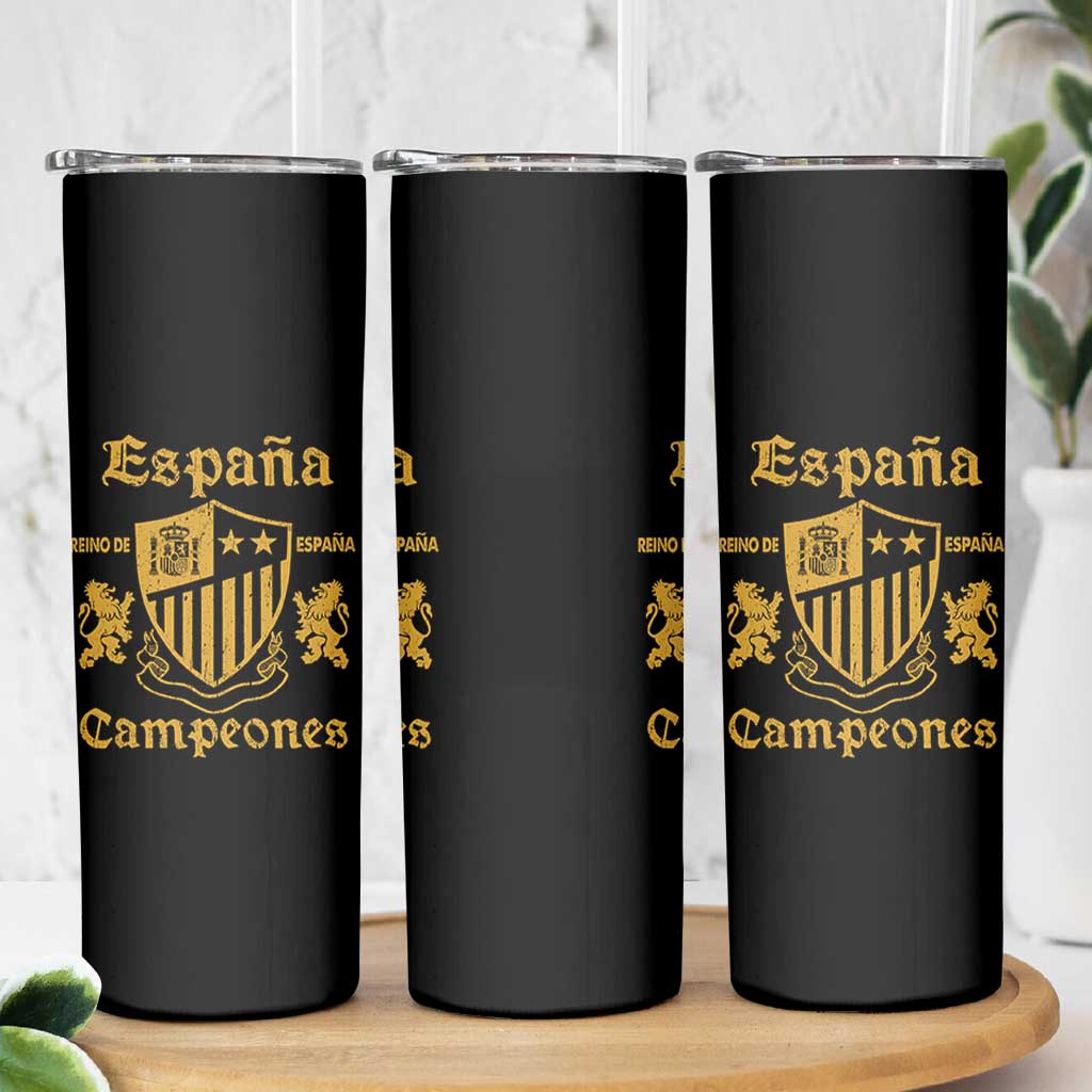 Reino De Espana Campeones Crest Graphic Skinny Tumbler Vintage Spain Champions 2 Stars Spanish Pride Sports Fan