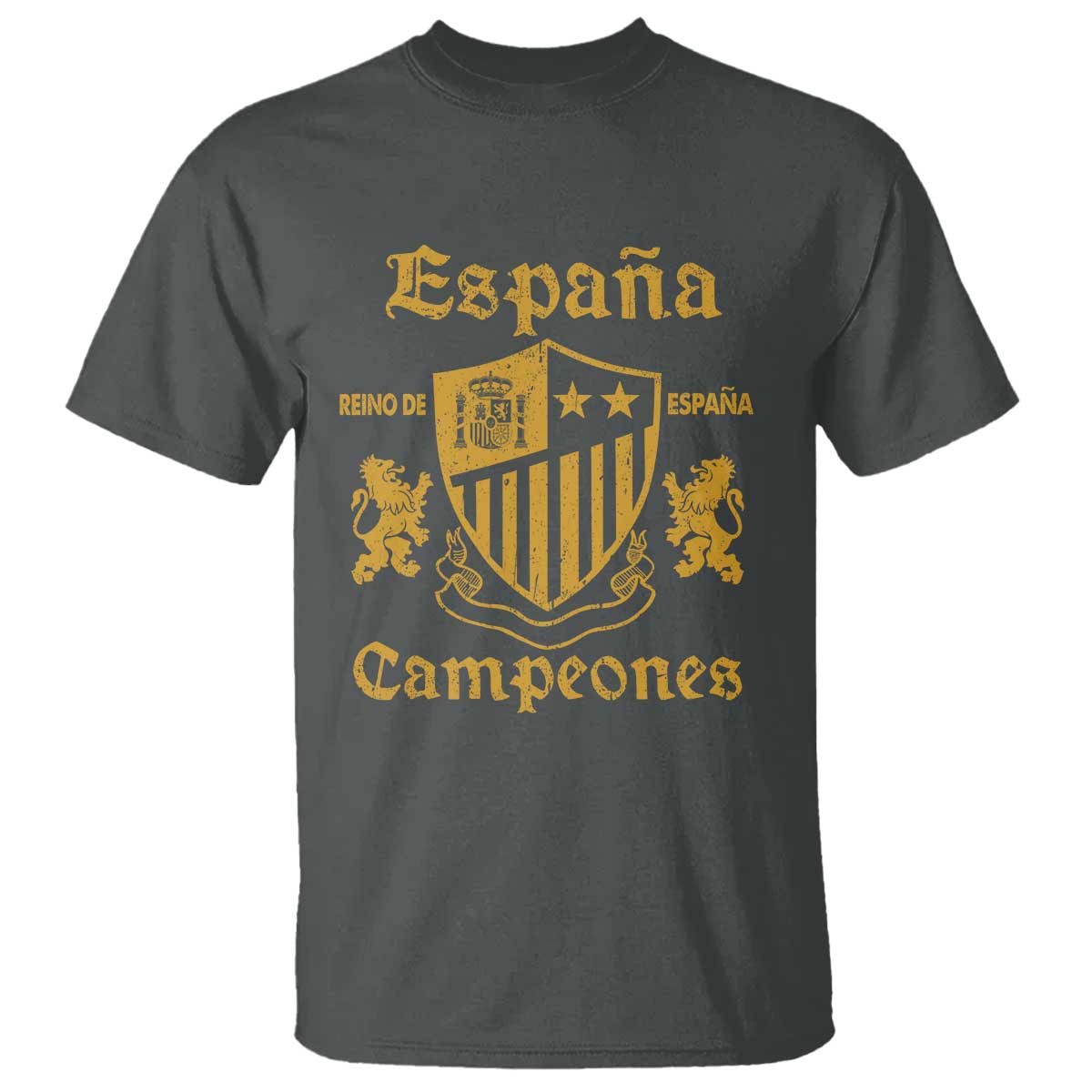 Reino De Espana Campeones Crest Graphic T Shirt Vintage Spain Champions 2 Stars Spanish Pride Sports Fan
