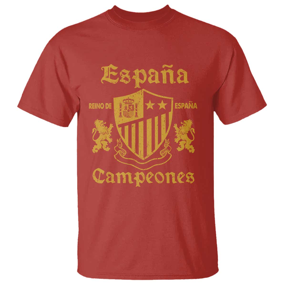 Reino De Espana Campeones Crest Graphic T Shirt Vintage Spain Champions 2 Stars Spanish Pride Sports Fan
