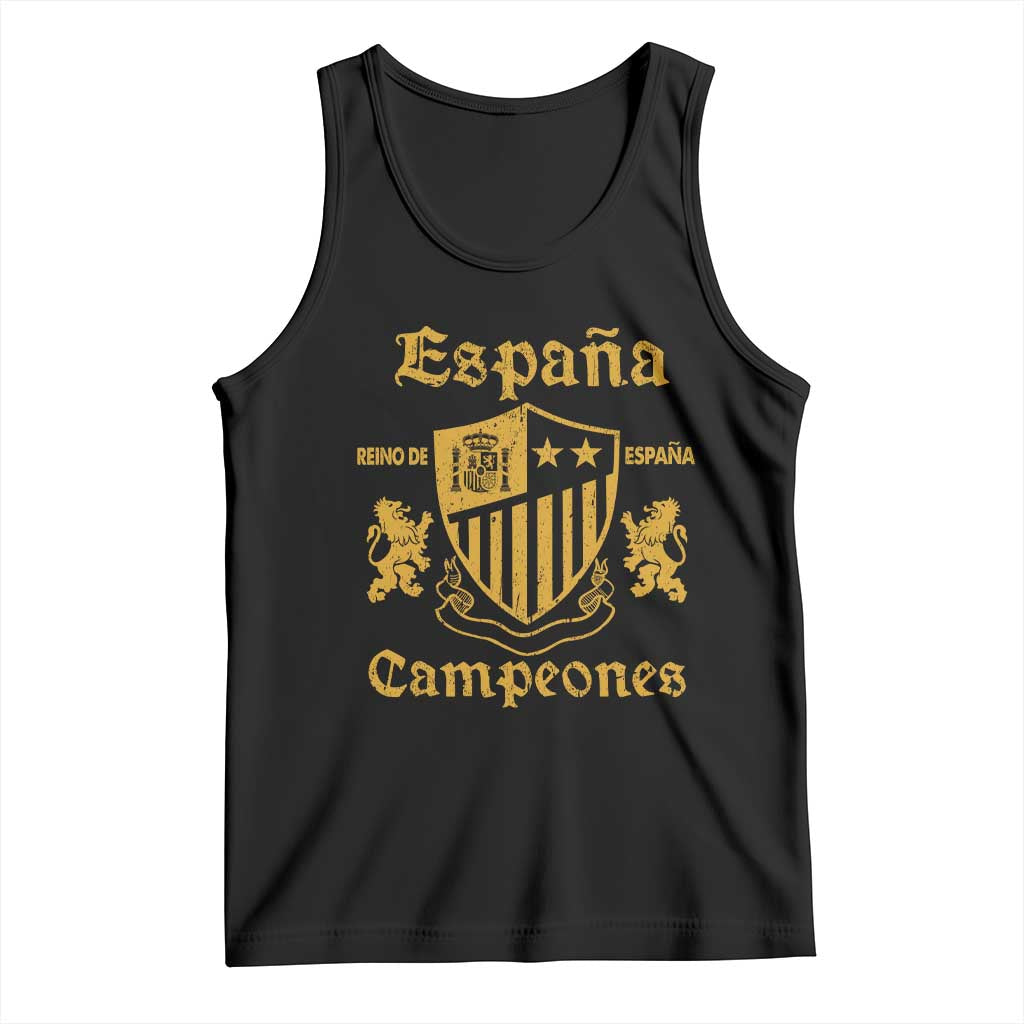 Reino De Espana Campeones Crest Graphic Tank Top Vintage Spain Champions 2 Stars Spanish Pride Sports Fan