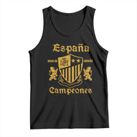 Reino De Espana Campeones Crest Graphic Tank Top Vintage Spain Champions 2 Stars Spanish Pride Sports Fan