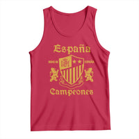 Reino De Espana Campeones Crest Graphic Tank Top Vintage Spain Champions 2 Stars Spanish Pride Sports Fan