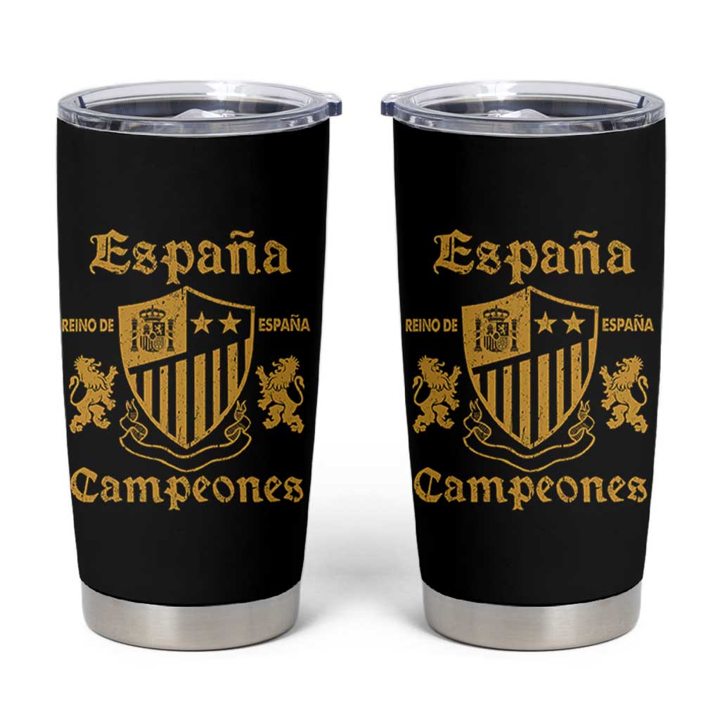 Reino De Espana Campeones Crest Graphic Tumbler Cup Vintage Spain Champions 2 Stars Spanish Pride Sports Fan