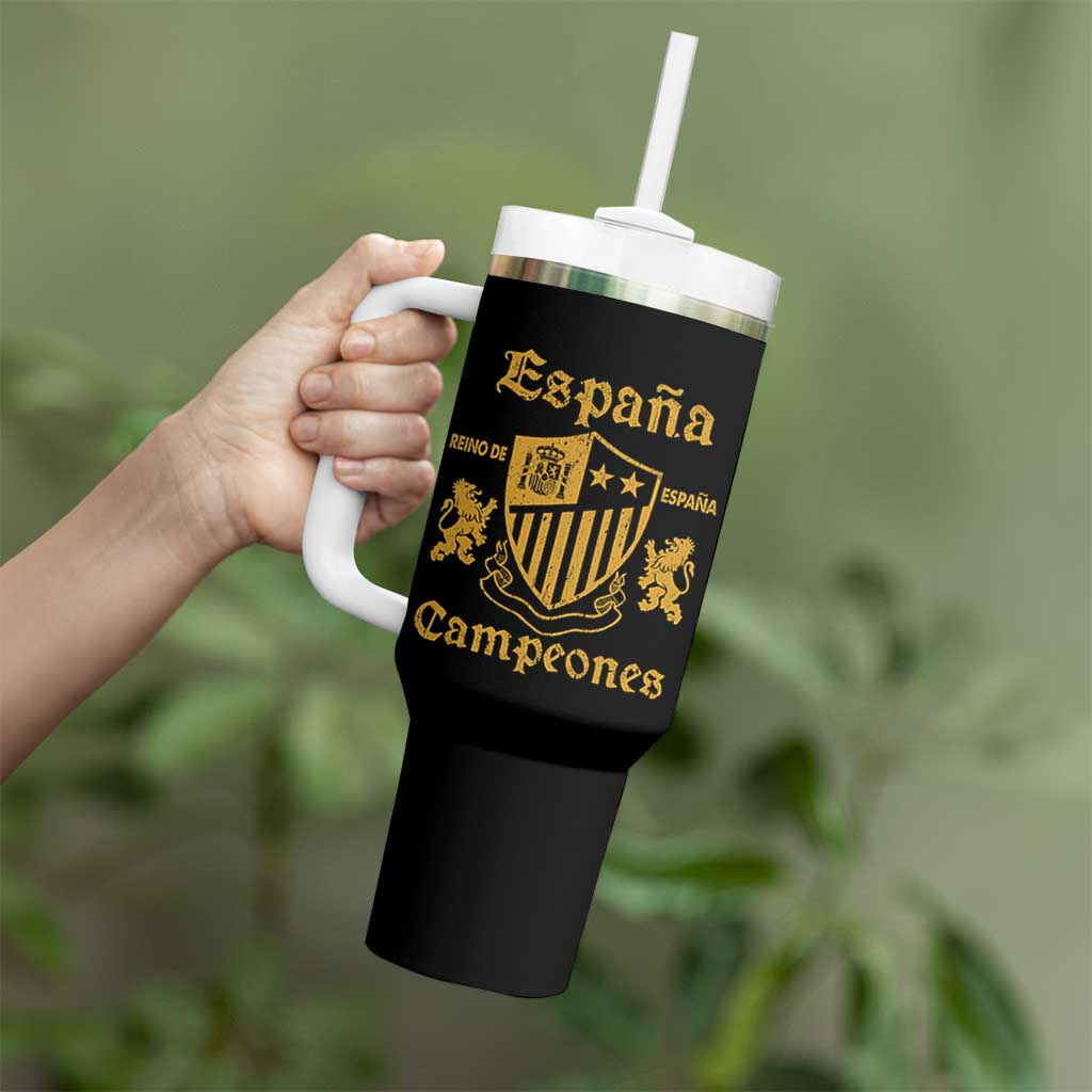 Reino De Espana Campeones Crest Graphic Tumbler With Handle Vintage Spain Champions 2 Stars Spanish Pride Sports Fan