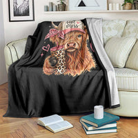 Hot Mess Highland Cow Pink Leopard Coquette Throw Blanket Cute Western Country Mom Life