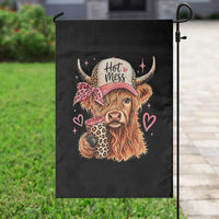 Hot Mess Highland Cow Pink Leopard Coquette Garden Flag Cute Western Country Mom Life