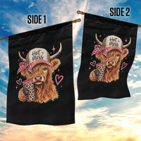 Hot Mess Highland Cow Pink Leopard Coquette Garden Flag Cute Western Country Mom Life