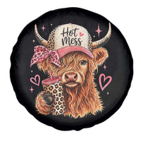 Hot Mess Highland Cow Pink Leopard Coquette Spare Tire Cover Cute Western Country Mom Life