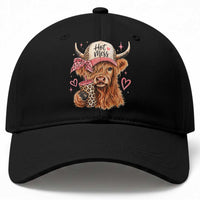 Hot Mess Highland Cow Pink Leopard Coquette Baseball Cap Cute Western Country Mom Life