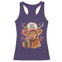 Hot Mess Highland Cow Pink Leopard Coquette Racerback Tank Top Cute Western Country Mom Life