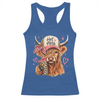 Hot Mess Highland Cow Pink Leopard Coquette Racerback Tank Top Cute Western Country Mom Life