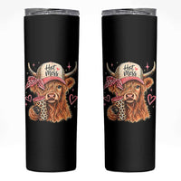 Hot Mess Highland Cow Pink Leopard Coquette Skinny Tumbler Cute Western Country Mom Life