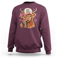 Hot Mess Highland Cow Pink Leopard Coquette Sweatshirt Cute Western Country Mom Life