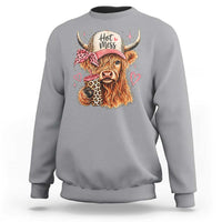 Hot Mess Highland Cow Pink Leopard Coquette Sweatshirt Cute Western Country Mom Life