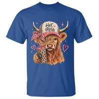 Hot Mess Highland Cow Pink Leopard Coquette T Shirt Cute Western Country Mom Life
