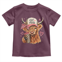 Hot Mess Highland Cow Pink Leopard Coquette Toddler T Shirt Cute Western Country Mom Life