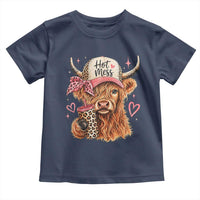 Hot Mess Highland Cow Pink Leopard Coquette Toddler T Shirt Cute Western Country Mom Life