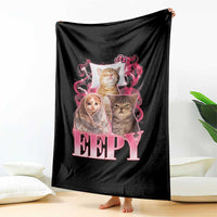 Eepy Sleepy Cats Y2K Bootleg Meme Graphic Throw Blanket Funny Internet Culture Humor