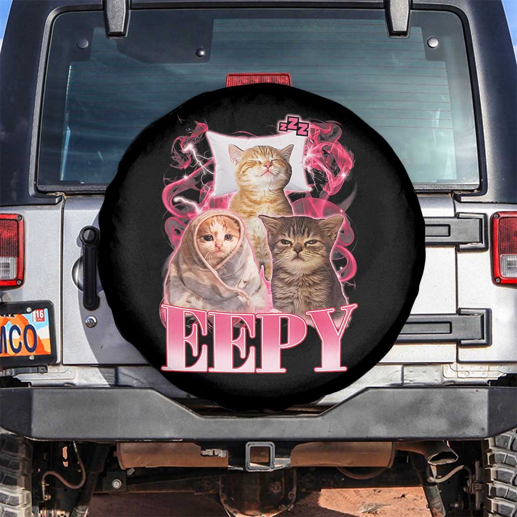 Eepy Sleepy Cats Y2K Bootleg Meme Graphic Spare Tire Cover Funny Internet Culture Humor