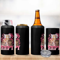 Eepy Sleepy Cats Y2K Bootleg Meme Graphic 4 in 1 Can Cooler Tumbler Funny Internet Culture Humor