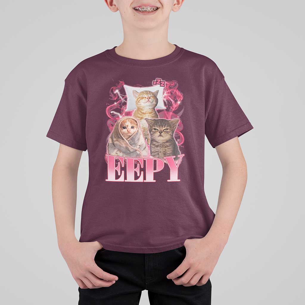 Eepy Sleepy Cats Y2K Bootleg Meme Graphic T Shirt For Kid Funny Internet Culture Humor