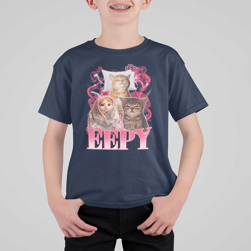 Eepy Sleepy Cats Y2K Bootleg Meme Graphic T Shirt For Kid Funny Internet Culture Humor